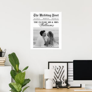 Hochzeitsfoto im Stil einer alten Zeitung Poster