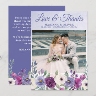 Hochzeitsfoto-Liebe- und Dankeskarten Violette Fuc Einladung