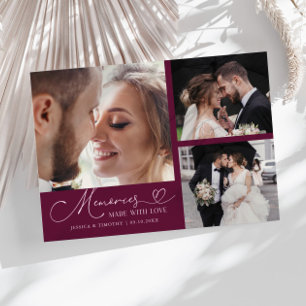 Hochzeitsfoto mit Cranberry-Motiven und Erinnerung Dankeskarte