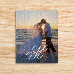 Hochzeitsfoto mit elegantem Monogramm Puzzle