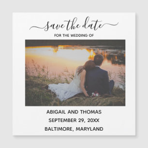 Hochzeitsfoto Moderne Kalligrafie Save-the-Date-Ka Magnetkarte