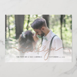 Hochzeitsfoto Rose Gold Folie Dankeskarten Folieneinladung