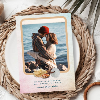 Hochzeitsfoto Save-the-Date Meeresmuscheln Save The Date