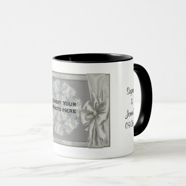 Hochzeitsfoto Silber Personalisiert Tasse (VorderseiteRechts)