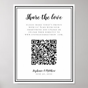 Hochzeitsfoto Teilen Sie die Liebe QR Scan Schwarz Poster