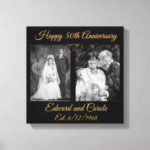 Hochzeitsfoto vintage und modern zum 50. Hochzeits Leinwanddruck