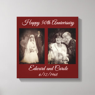Hochzeitsfoto vintage und modern zum 50. Hochzeits Leinwanddruck