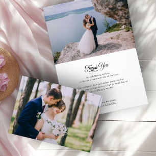 Hochzeitsfoto Wildblumengarten Posy Monogramm Dankeskarte
