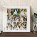 HochzeitsfotoCollage Fotofliesen Zum Abziehen Und Aufkleben<br><div class="desc">Moderne Minimalistische 9 Foto Collage Hochzeit Fotos mit Namen & Date Wall Tile - Schwarz & Weiß oder wählen Sie Ihre Farbe</div>