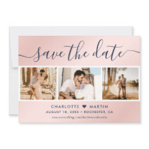 HochzeitsfotoCollage in Navy Blue und Blush