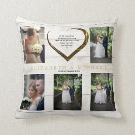 Hochzeitsfotocollage Rustic Simple Heart Quote Kissen
