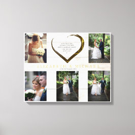 Hochzeitsfotocollage Rustic Simple Heart Quote Leinwanddruck