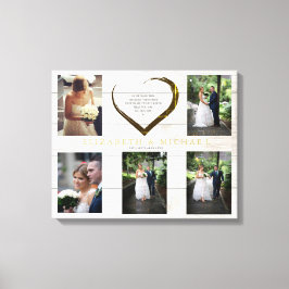 Hochzeitsfotocollage Rustic Simple Heart Quote Leinwanddruck