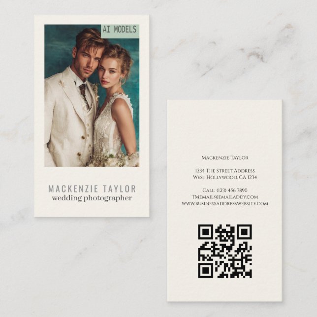 Hochzeitsfotograf Foto Personalisierter QR-Code Visitenkarte (Vorne/Hinten)