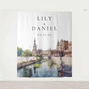 Hochzeitsfotohintergrund Sevilla Spanien Wandteppich