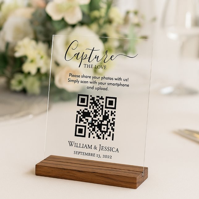 Hochzeitsfotos mit QR-Code teilen Acrylschild (Von Creator hochgeladen)