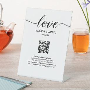 Hochzeitsfotos Teilen QR-Code Love Script Sockelschild