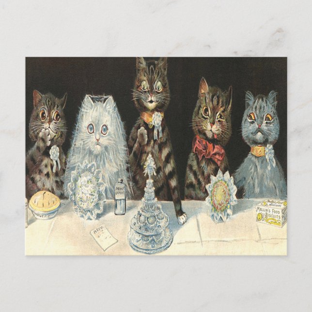 Hochzeitsfrühstück von Louis Wain Postkarte (Vorderseite)