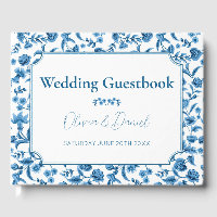 Hochzeitsgast-Buch Chintz Blue & White Floral
