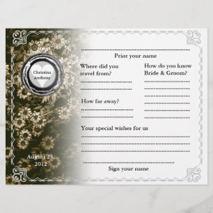 Hochzeitsgast-Buch Horizontal Gold Floral