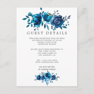 Hochzeitsgast Details zu Navy und White Watercolor Begleitkarte