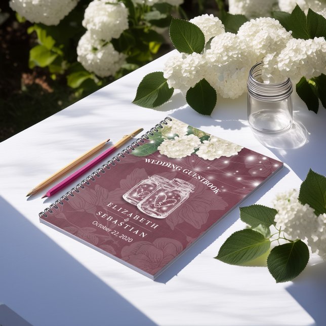 Hochzeitsgast Jar Hydrangea String Lights Notizblock (Von Creator hochgeladen)