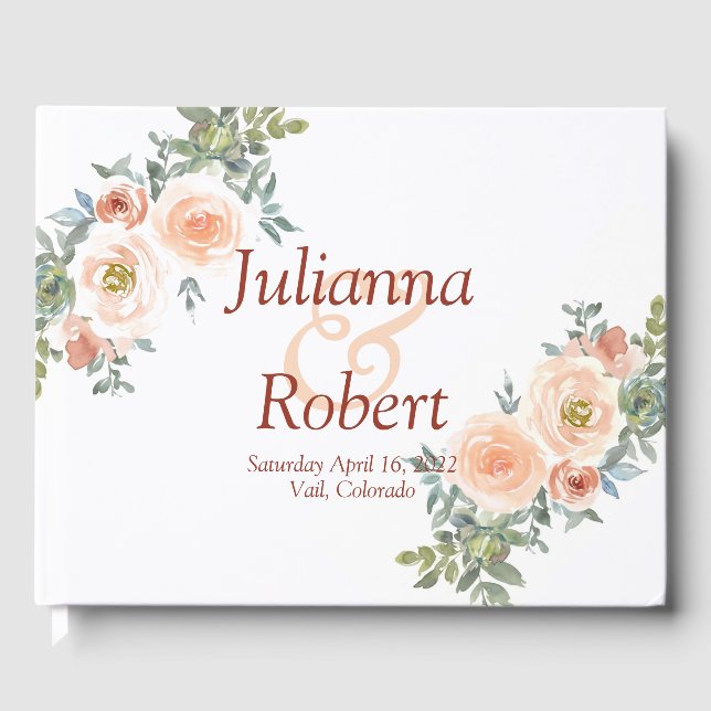 Hochzeitsgast mit Blumen und Grün Gästebuch (Vorderseite)