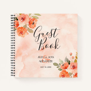 Hochzeitsgast Orange Watercolor Blume Notizbuch