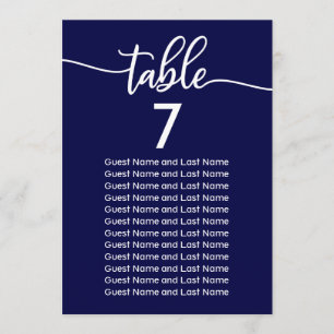Hochzeitsgast-Seating Navy Blue Calligraphy Einladung
