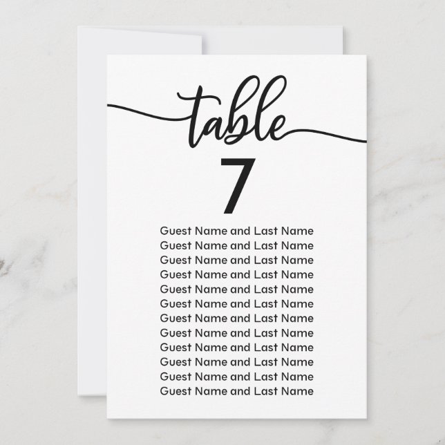 Hochzeitsgast-Sitzmöbel Moderne Elegante Kalligrap Einladung (Vorderseite)