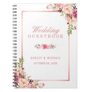 Hochzeitsgast - Stilvolle Rose Gold Pink Floral Notizblock
