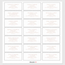 Hochzeitsgast, voradressiert Labels Rose Gold A200