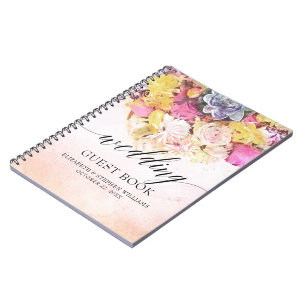HochzeitsgastBuch Chic Colorful Wassercolor Blume Notizblock