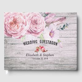 HochzeitsgastBuch Watercolor Floral Rustikales Hol Gästebuch
