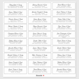 Hochzeitsgäste Adresse Modernes, einfaches Design Aufkleber