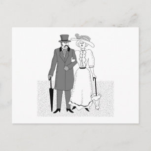 Hochzeitsgäste im viktorianischen Stil Postkarte