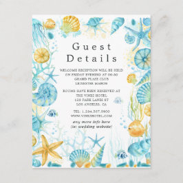 Hochzeitsgäste in Blau und Gelb Meer - Details Begleitkarte