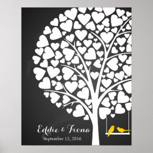Hochzeitsgästebuch Baum Vogel gelb Poster