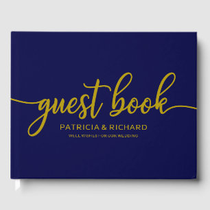 Hochzeitsgästebuch Gold Navy Blau Kalligrafie Gästebuch