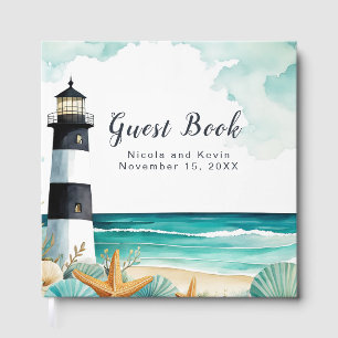 Hochzeitsgästebuch mit Leuchtturm im maritimen Sti Gästebuch