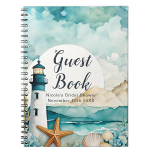 Hochzeitsgästebuch mit Leuchtturm-Motiv für die Br Notizblock