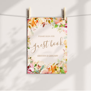 Hochzeitsgästebuch mit sommerlichem Wasserfarben-G Poster
