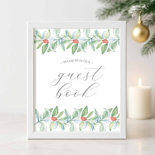 Hochzeitsgästebuch-Sign für den Winter Poster