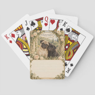 Hochzeitsgästebuch-Unterschriften-Deck für Möpse Spielkarten