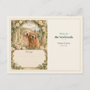 Hochzeitsgästebuch-Wünsche für Golden Retriever Postkarte