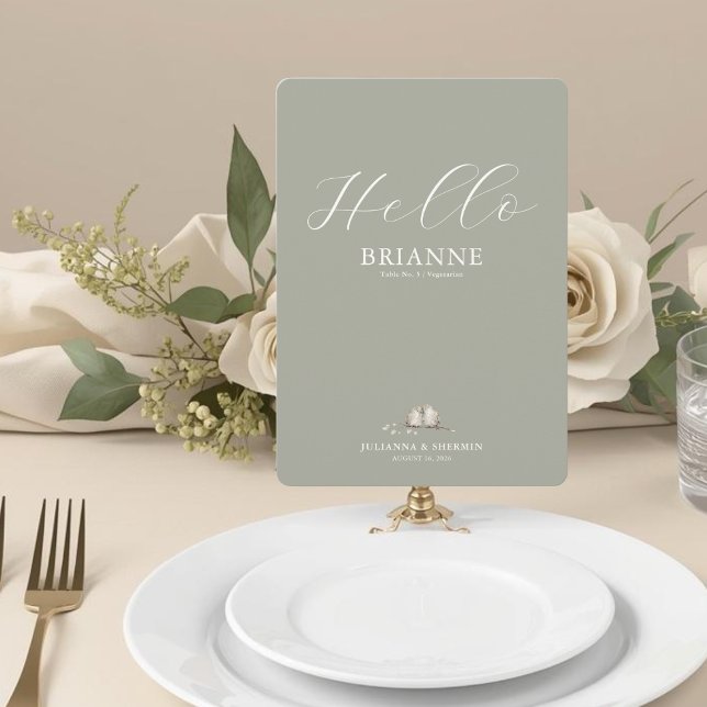 Hochzeitsgastmenü und Platzkarte Menükarte (Sage Green Wedding Guest Place Card and Menu)