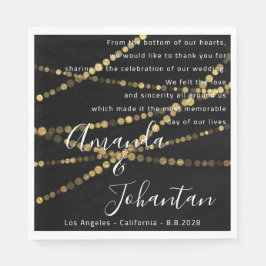 Hochzeitsgedicht mit floralen Gold Name Datum schw Serviette