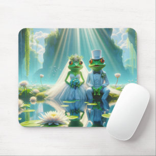 Hochzeitsgefrösche auf einer Lilienwand Mousepad