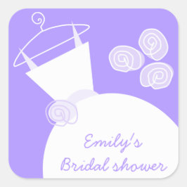 Hochzeitsgekleidung Lila "Brautparty"-Aufkleberqua Quadratischer Aufkleber