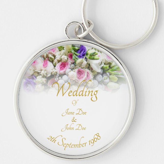 Hochzeitsgeschenk - Braut mit farbenprächtigem Hoc Schlüsselanhänger (Vorne)